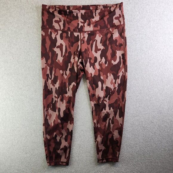 Gap Fit Eclipse Leggings Womens Extra Large Pink Camouflaged High Rise Cropped - Picture 1 of 16